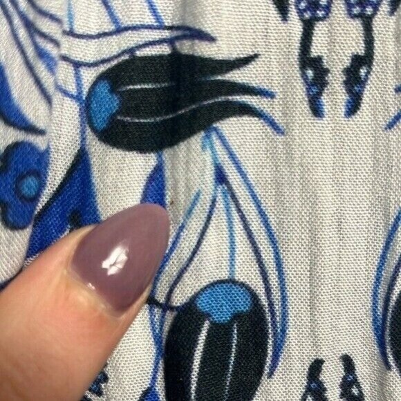 Hemant & Nandita Blue and White Beaded Zipper Boho Printed Maxi Dress - Picture 10 of 16